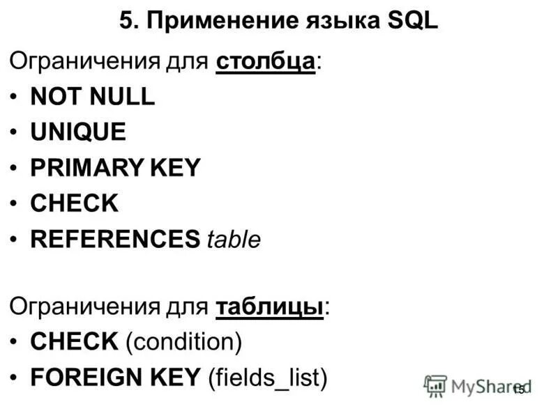 Ограничения столбца not null. Ограничения столбца not null