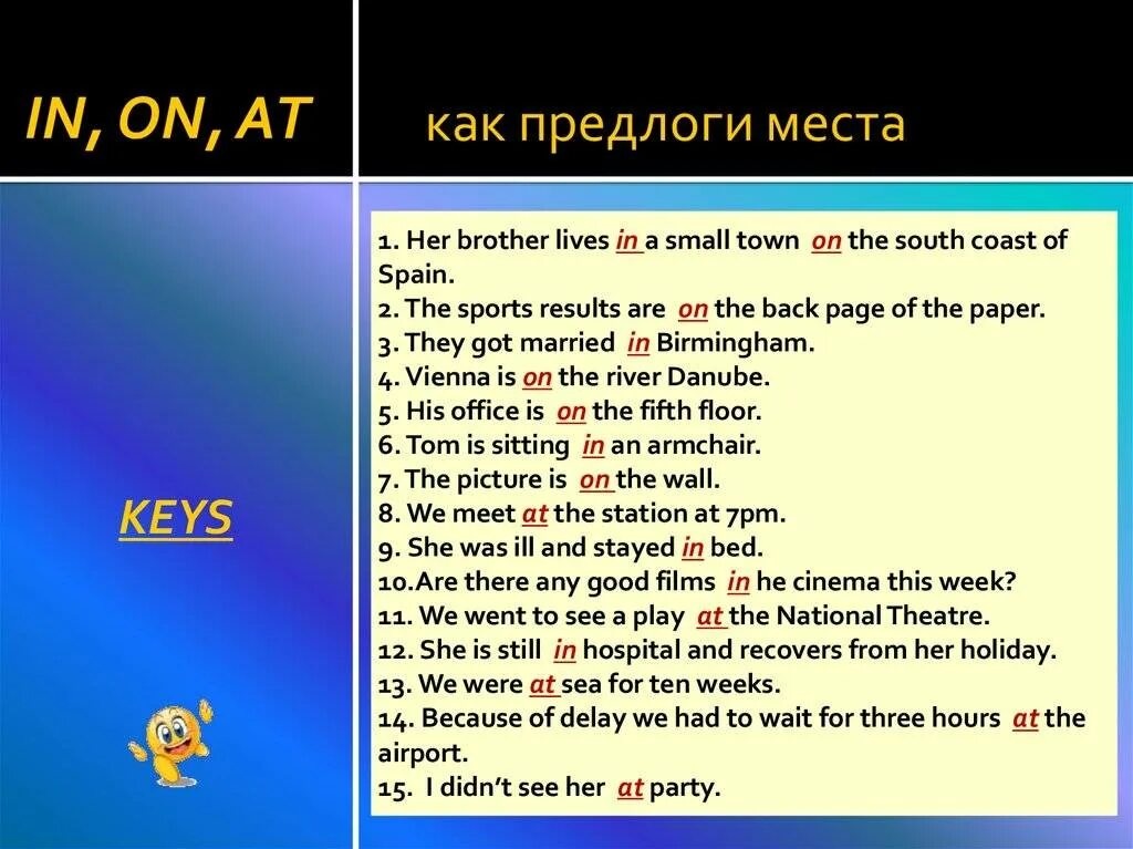 Предложение с предлогом после. Предлоги места at in on. Предложения с предлогами on in at. Английские предлоги. Предлоги места в английском языке at in.