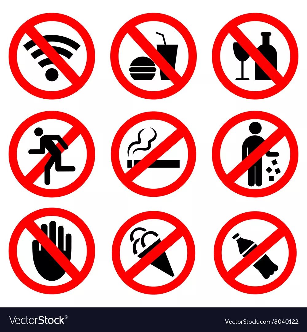Что можно и нельзя делать в комнате. Запрещающие таблички. Запретный знак. Запрещающие знаки в общественных местах. Запрещающие знаки векторные.