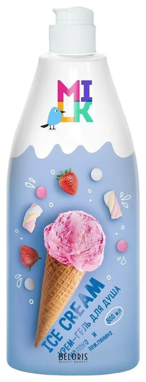 Купить кремы для душа. Milk Ice Cream гель для душа 800мл. Крем-гель д/душа молоко и земляника 800 мл Milk. Milk крем-гель д/душа Ice Cream молоко и земляника 800мл/Милк. Милк гель крем для душа молоко земляника 800.