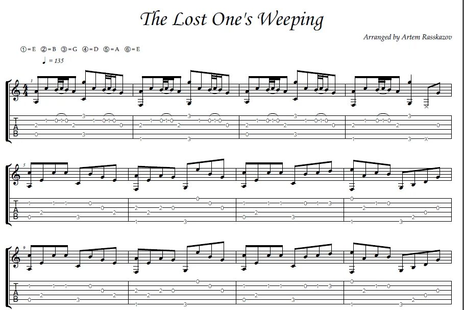 One s weeping. The Lost one's Weeping Ноты для гитары. The Lost one s Weeping. The Lost Song табы для гитары. Френ БОУ на гитаре табы.