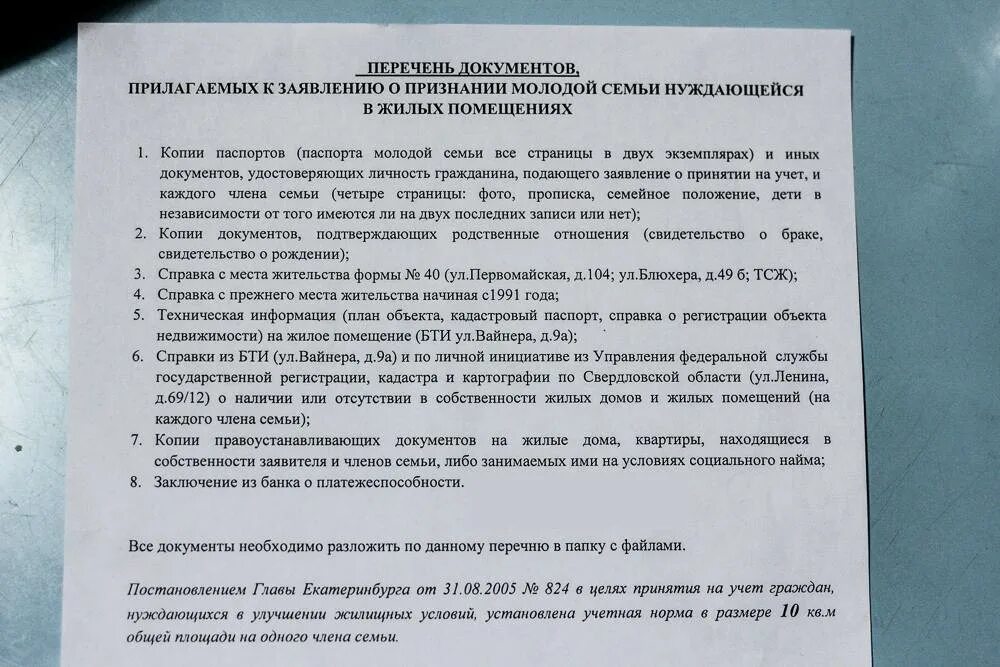Необходимые документы для получения помощи