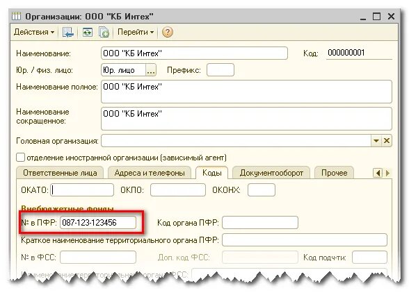 Код ПФР. Код ПФР организации. Код органа. Код территориального органа.
