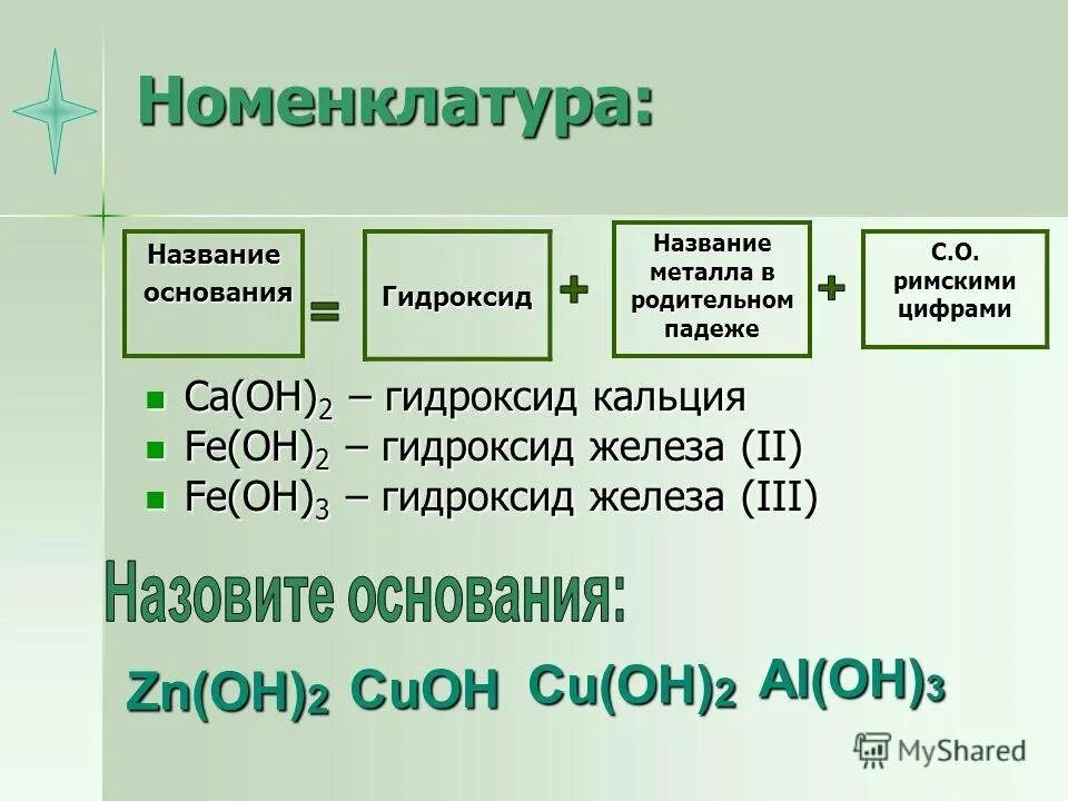 Привести примеры гидроксидов. Номенклатура оснований химия 8 класс. Основания состав классификация номенклатура 8 класс химия. Химия 8 класс гидроксиды основания классификация. Классификация оснований в химии 8 класс.