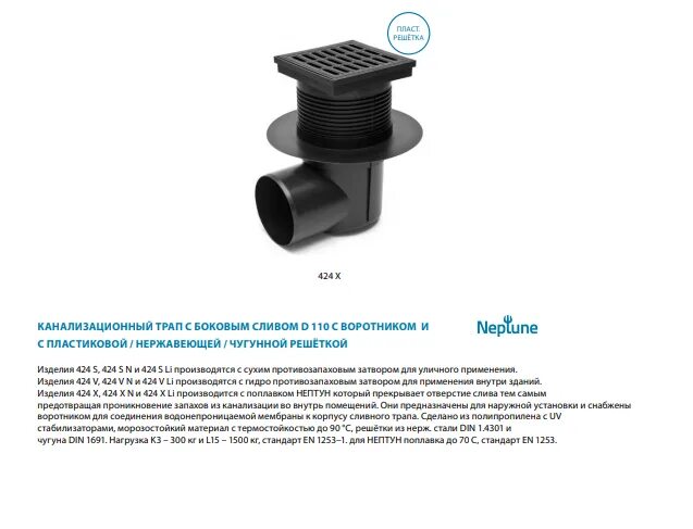 Канализационный трап 110 мм чугунный. Канализационный Нижний трап MCH d160/d110 с пластиковой решёткой (328p). Дождеприёмник-трап со сливом из крыши MCH Chudej с боковым сливом, d110.