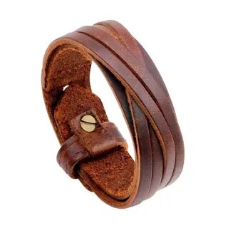 Купить Винтажный панк браслет из натуральной кожи для мужчин ручной работы кожан