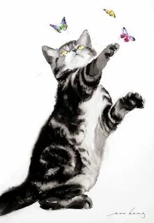 Котенок ловит