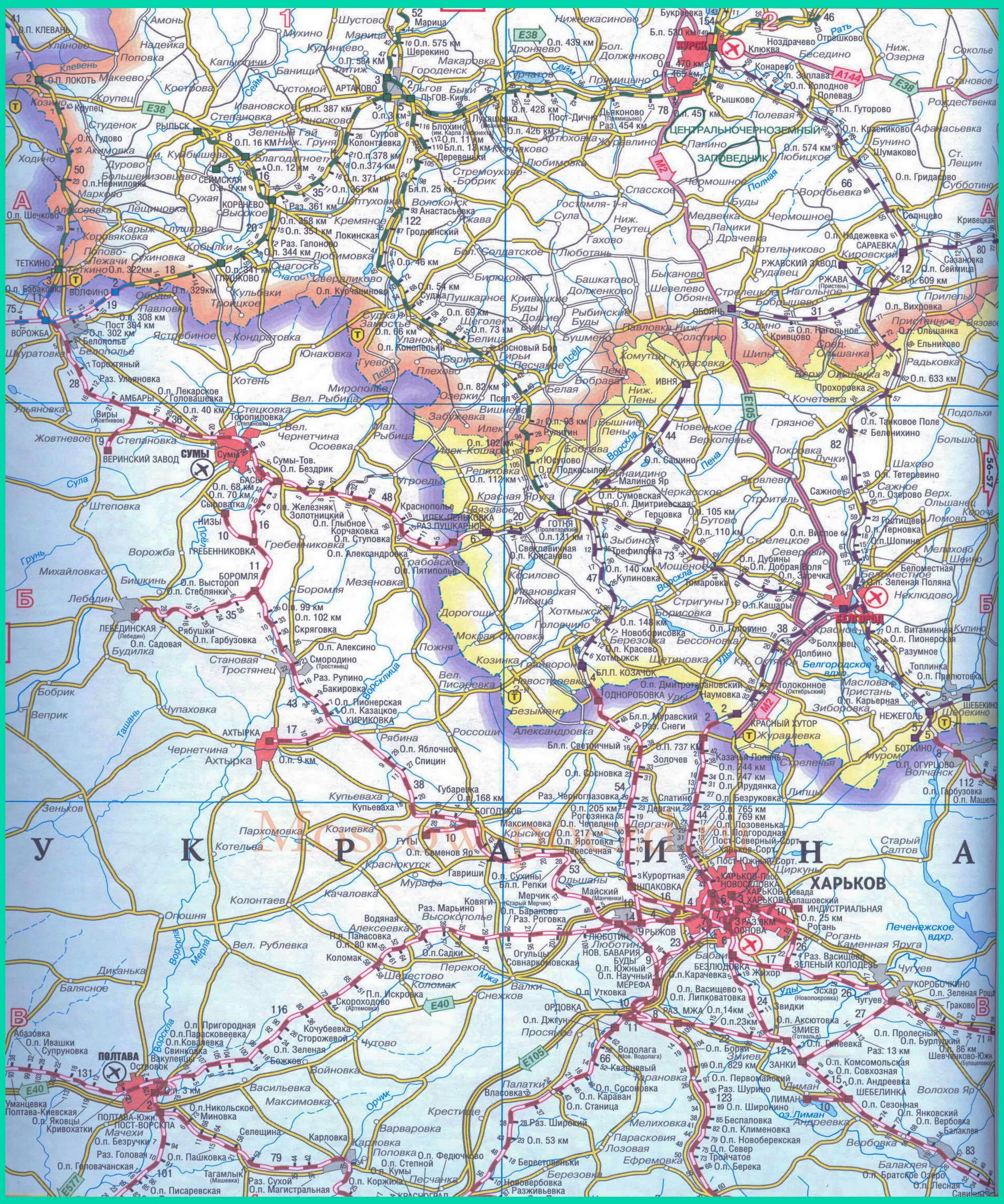 Карта белгородской и харьковской. Карта автодорог Белгородской области. Железные дороги Белгородской области на карте. Карта железных дорог Белгородской области подробная. Карта Белгорода и Белгородской области и Харькова.