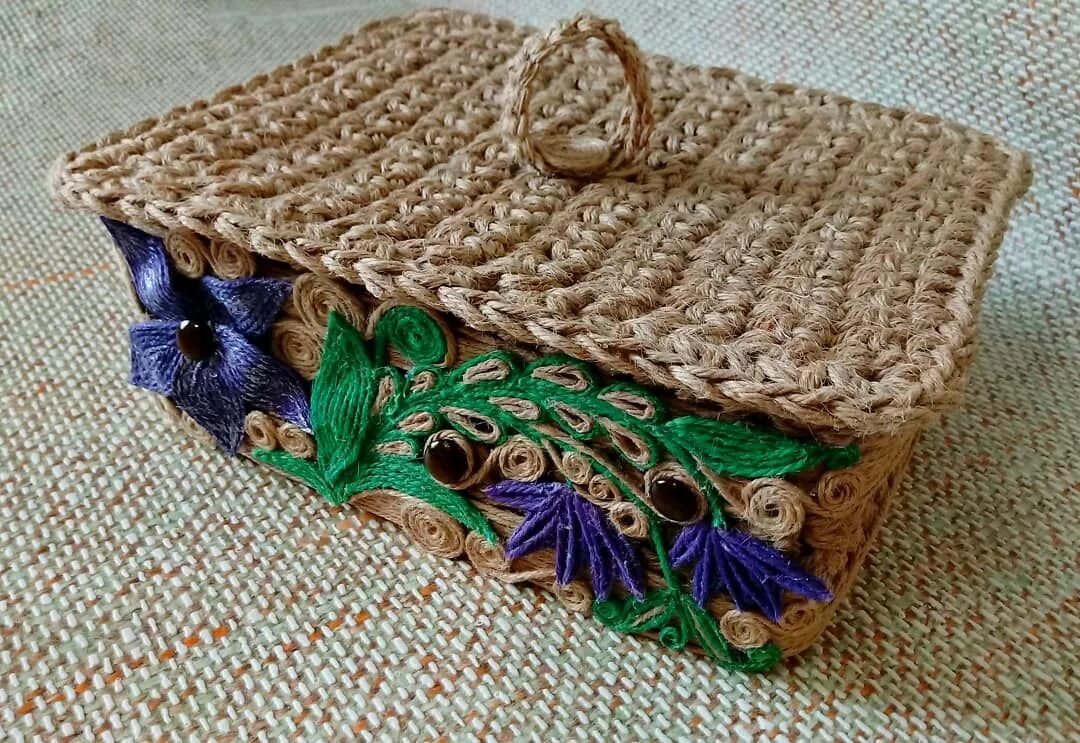 коробки из джута и мешковины своими руками. корзинка для мелочей из джута. коробочка из джута. красивые коробочки из джута. коробочка из джута.