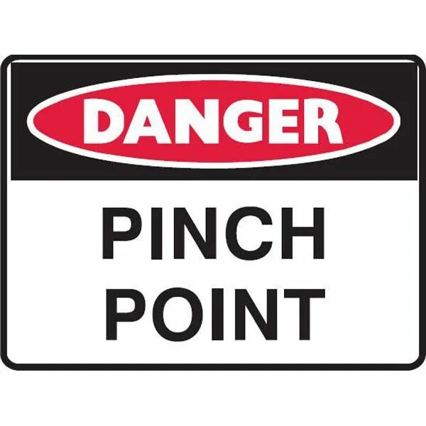 Danger Pinch. Pinch point. Fuel signs.