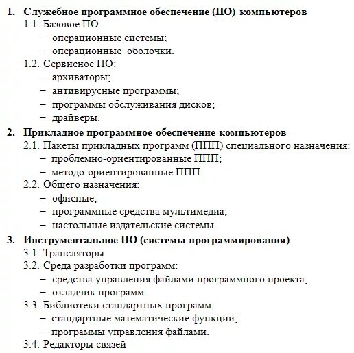 Программное обеспечение многоуровневый список. Многоуровневый список 7 класс. Список программное обеспечение современного компьютера. Программное обеспечение ПК многоуровневый список. Информатика 7 класс задание 4.17