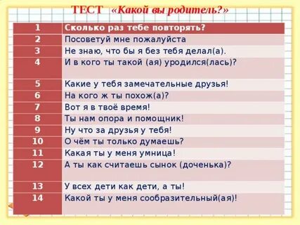 Текст какой ты родитель
