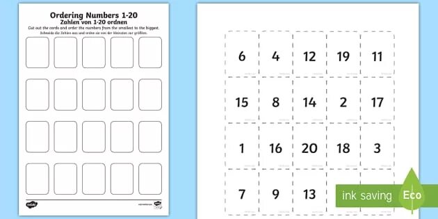 Your order number is 1. Zahlen 1-20. ordering numbers 1-20. упражнения на цифры в немецком языке. big numbers game.