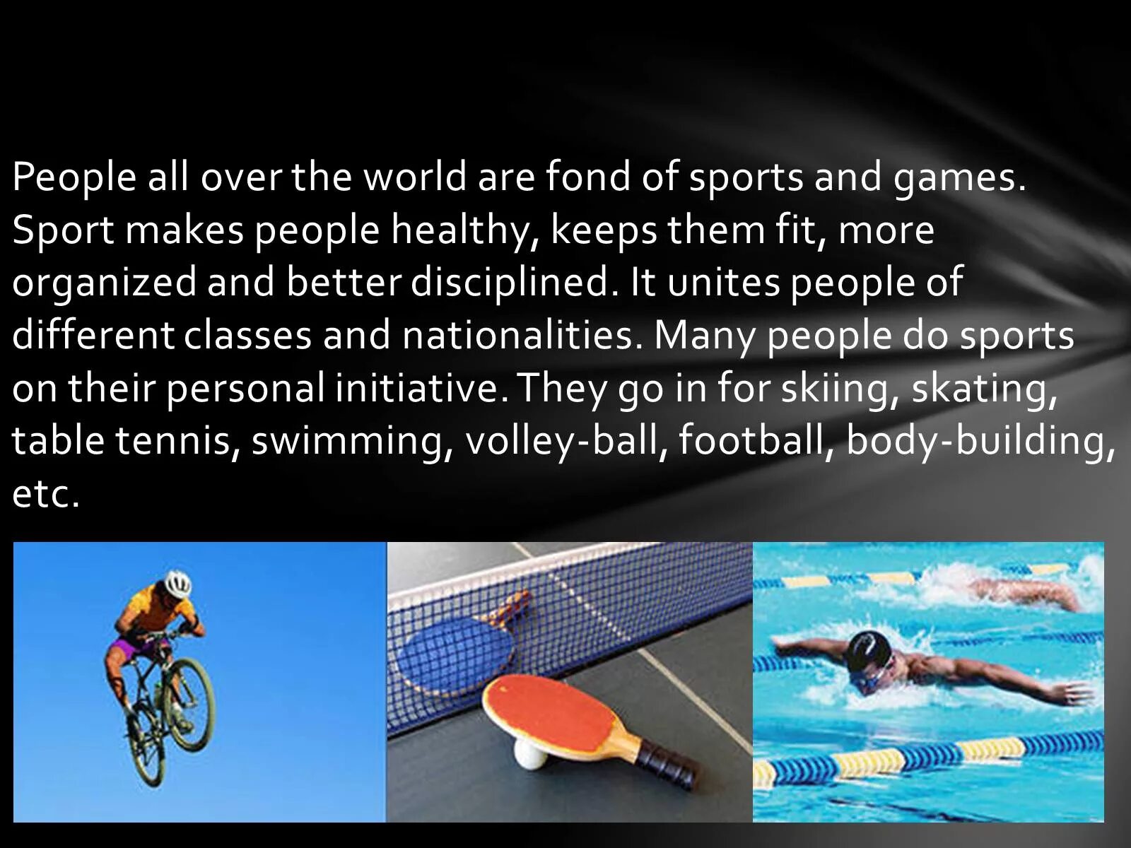 Various kinds of sports. Sport in our Life презентация. Презентация на тему Sport and healthy Lifestyle. Топик по английскому языку на тему спорт. Спорт на английском.