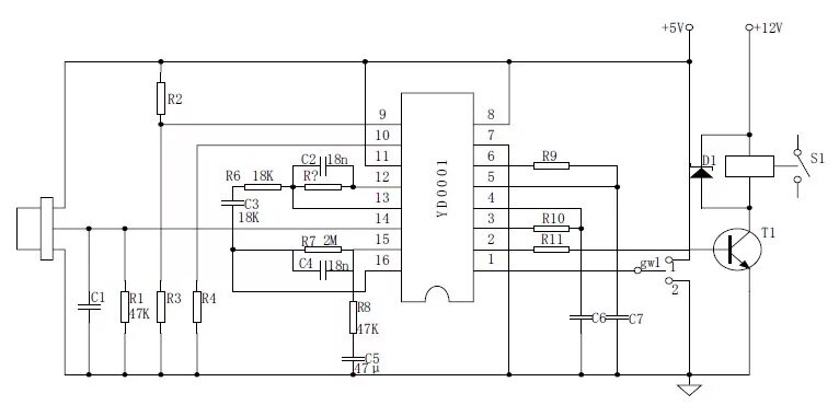 Biss0001 датчик движения схема Using BISS0001 infrared sensor automatic nighttime lighting control circuit diag
