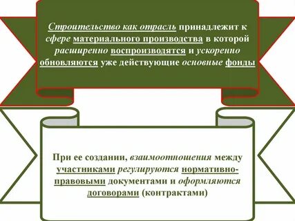 Особенности строительства как отрасли материального производства