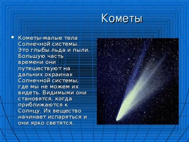 Малые тела солнечной системы кометы. Доклад о небесных телах. Комета тело солнечной системы. Сообщение о кометах.