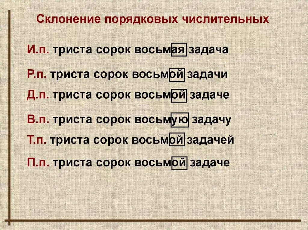 Склонение числительных. Склонение порядковых числительных. Склонение числительных по падежам задания. Склонение количественных числительных.