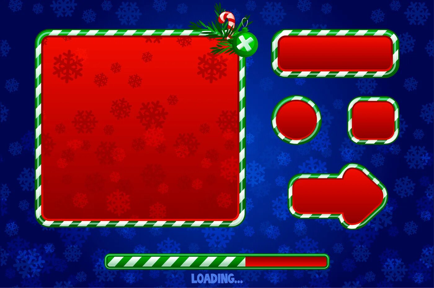 Loading game ui. Christmas game button. christmas game buttons. buttons on christmas.
