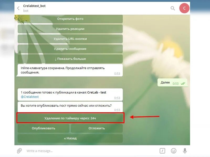 Контроллер бот телеграмм. Бот для отложенных постов. Как убрать таймер в телеграмме. Как удалить открепленные сообщения. Url кнопки