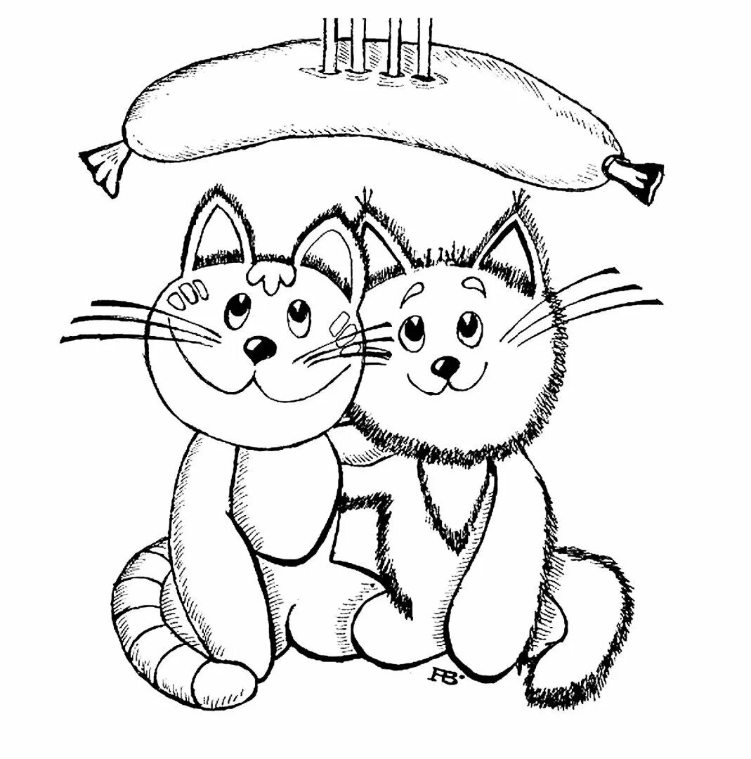 Та та два кота. Раскраска. котики. раскраска кот. кот раскраска для детей. 2 кота раскраска.