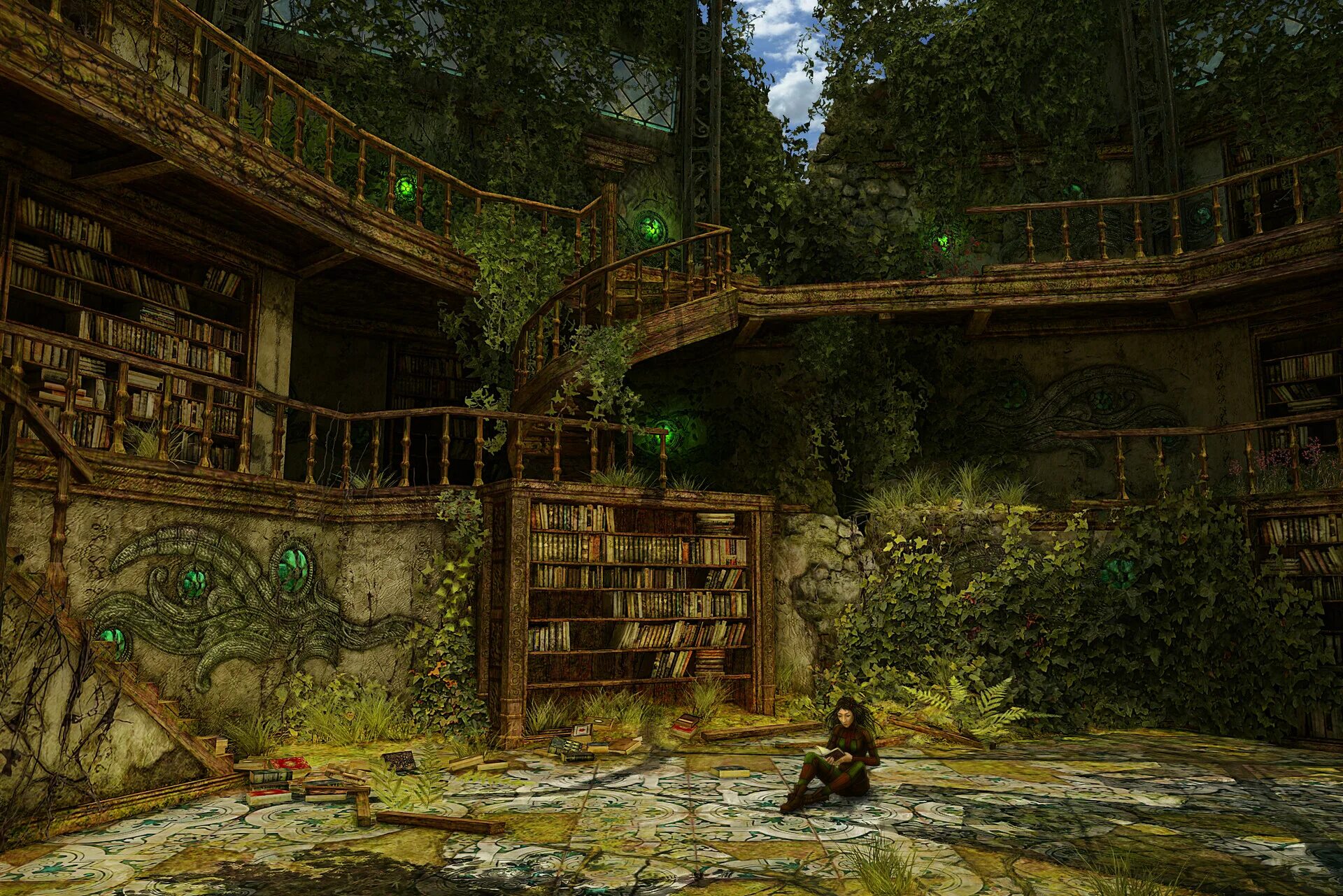 Old magic. Заброшенная библиотека фэнтези. Заброшенный дом в джунглях. Развалины библиотеки. Локация джунгли.
