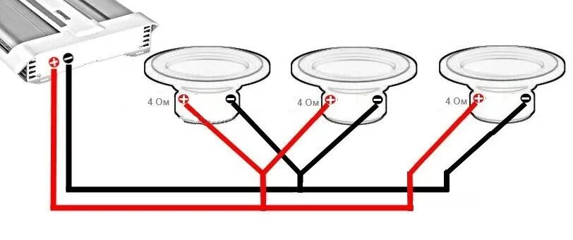Дли 2 ом. Схема подключения трёх данамикоа. Схема подключения динамиков в 2 Ома. Схема подключения саба с двумя катушками на 4 канальный усилитель. Схема подключения 3 пары динамиков к усилителю.