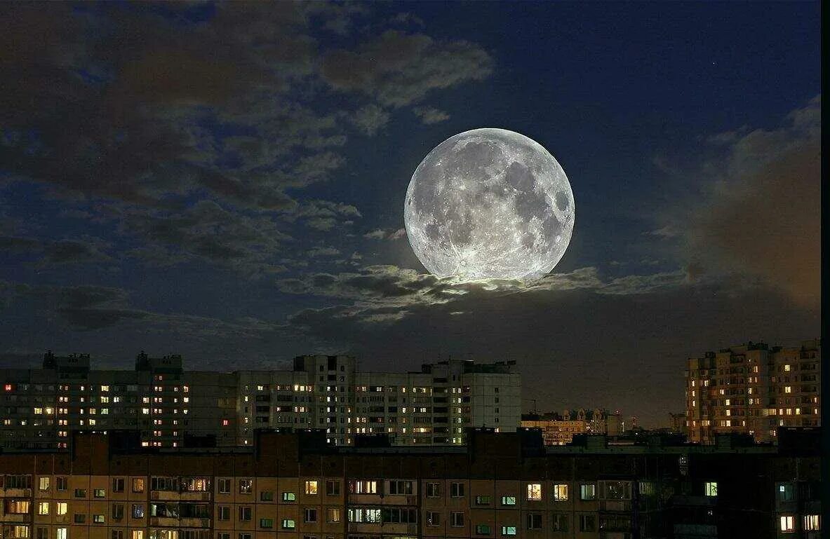 Луна была красивая. Полнолуние. Луна над городом. Большая Луна. Большая Луна на небе.
