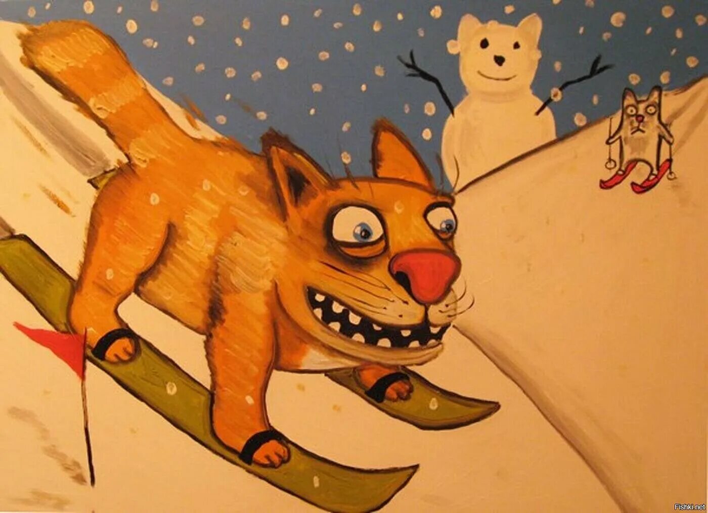 Коты ложкина васи зима. Вася ложкин коты зимой. Вася ложкин картины. Кошка на природе. Вася зима.