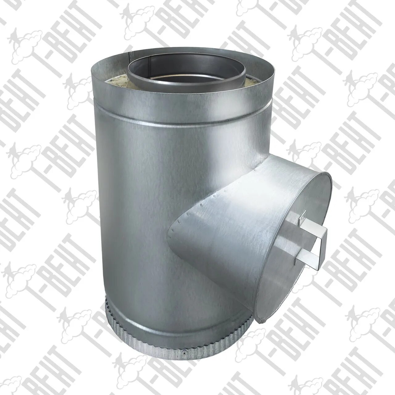 Ревизия стальная сварная 108. Ревизия для дымохода из нержавейки в стену. Лючок-прочистка/ревизия тп-98. Ревизия пэ 50 мм. Кожух оцинкованный.