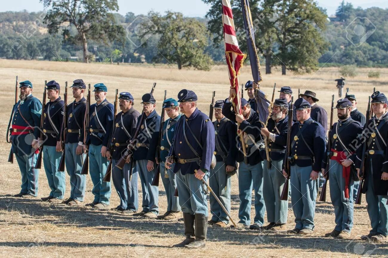 Union army. Union soldier. costumes of union army. reenactors of the macedonian army.