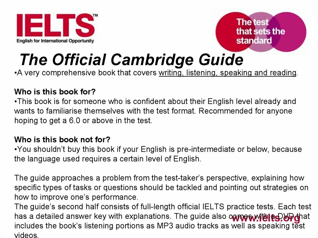 The Official Cambridge Guide to IELTS. IELTS Official Cambridge Guide. IELTS Intermediate.