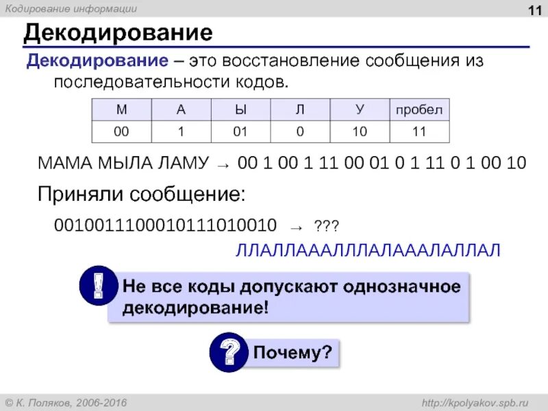 Допускать однозначное декодирование. Однозначное декодирование. декодирование сообщения. декодировать кодовую последовательность. коды м последовательности.
