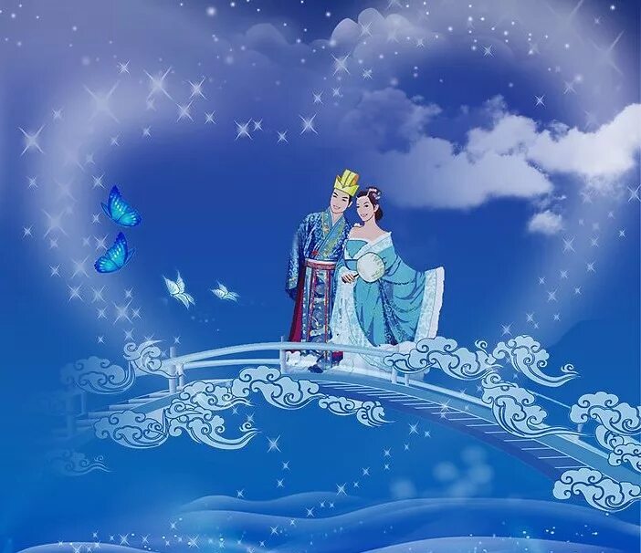 Праздник циси. Китайский праздник циси. Праздник двух семерок китай. Ци си праздник влюбленных. Пастух и ткачиха китайская легенда.