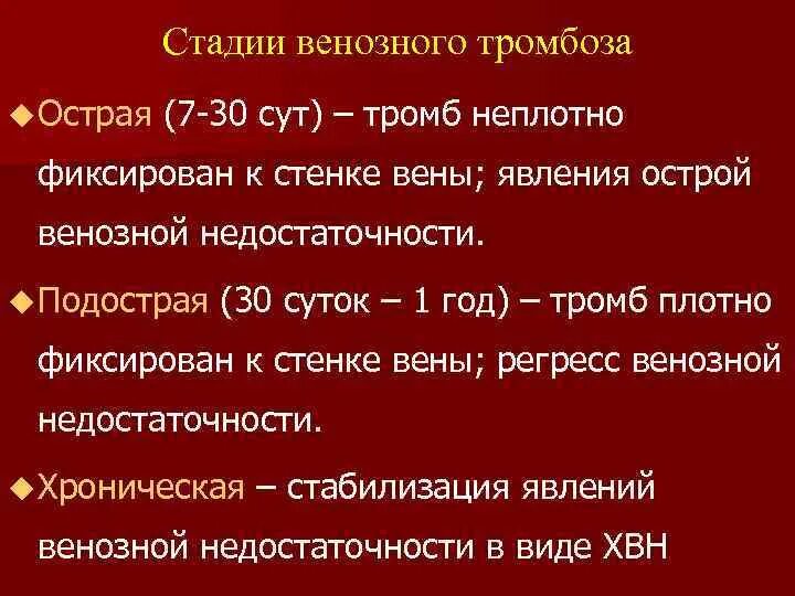 Степени тромбоза