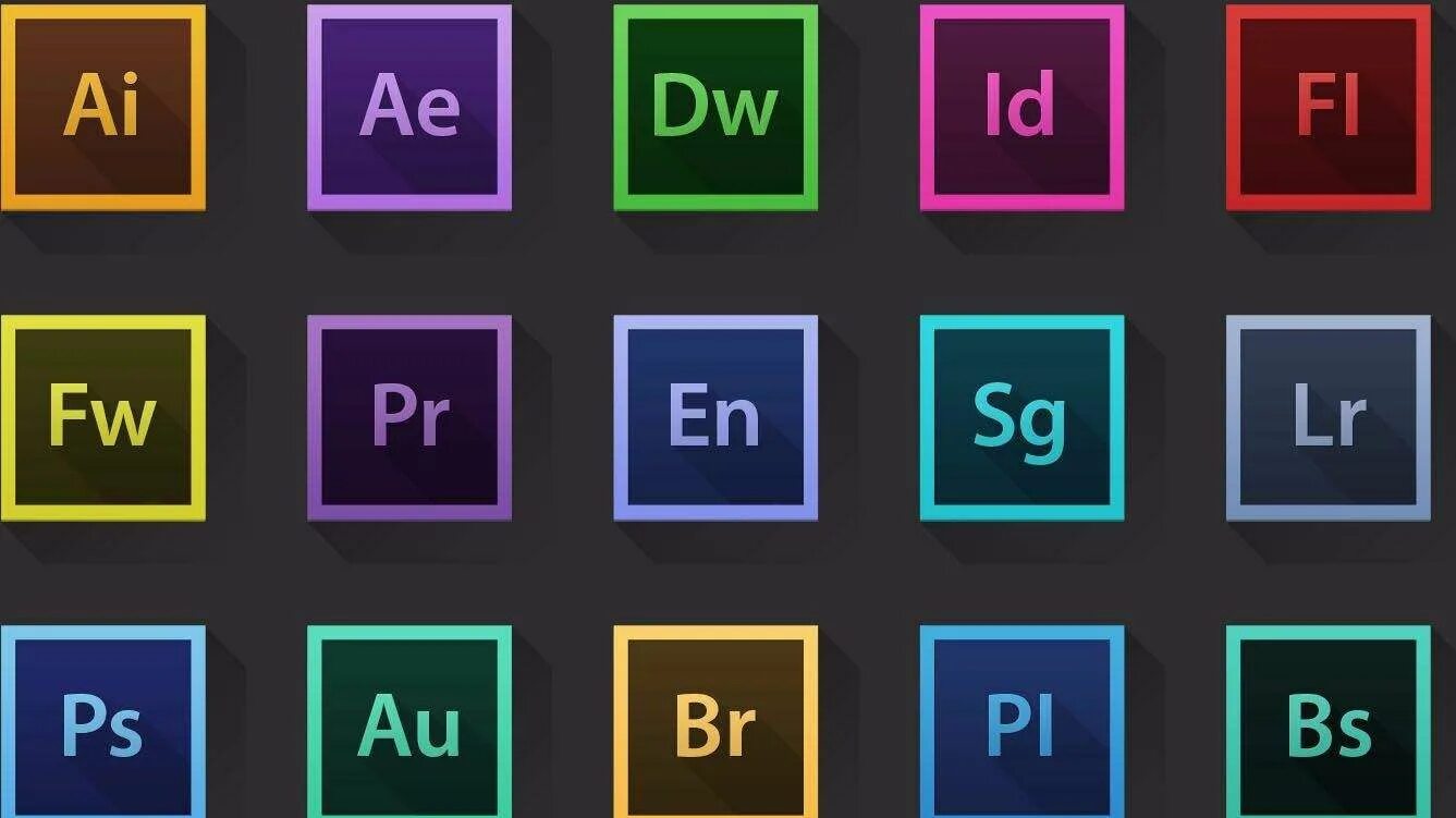 Логотипы графических программ. Программы adobe. значки графических программ. логотип adobe. иконки для приложений.