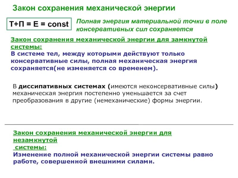 Законы изменения и сохранения полной механической энергии. Законы изменения и сохранения полной механической энергии