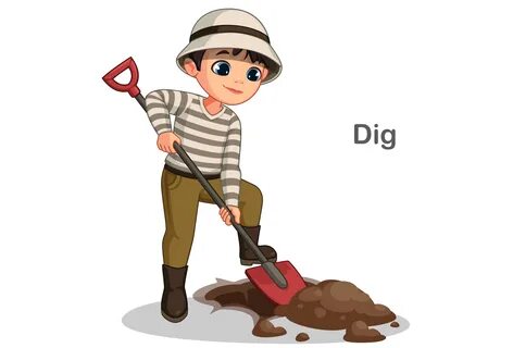 Cute little boy digging hole 1307908 Vector Art at Vecteezy