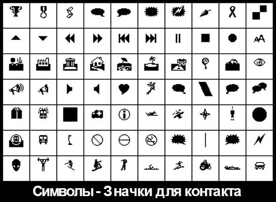 Символы вместо слов. Контакты символ. Символ ВК. Значки и символы для статусов. Значки для ВК символы.