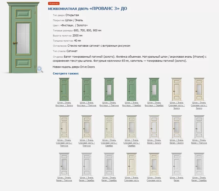 Дверь Прованс 1 ДГ изометрия. Характеристика дверей.