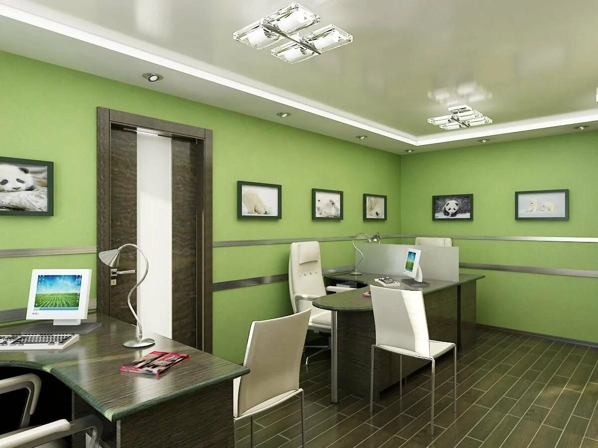 Можно ли купить офис. Интерьер кабинета. Цвет стен в офисе. Интерьер маленького офиса. Зеленый цвет стен в офисе.