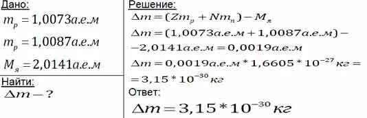 Масса ядра дейтерия 2 1