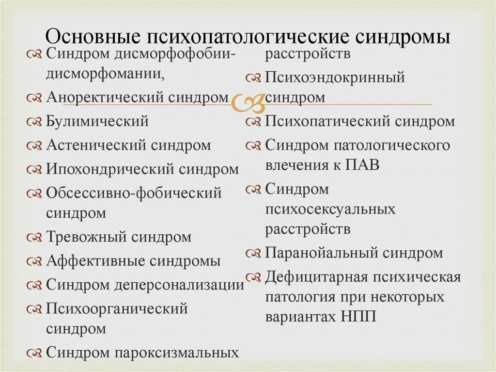 Психическое расстройство основными признаками которого являются. Основные психопатологические синдромы. Классификация психопатологических синдромов. Психиатрия синдромы и симптомы психических расстройств. Основные синдромы в психиатрии.