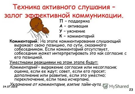 Приемы активного слушания сообщение