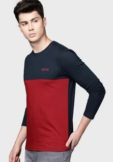 Color Block Crew Neck T-Shirt. wrogn full sleeve t shirt. 