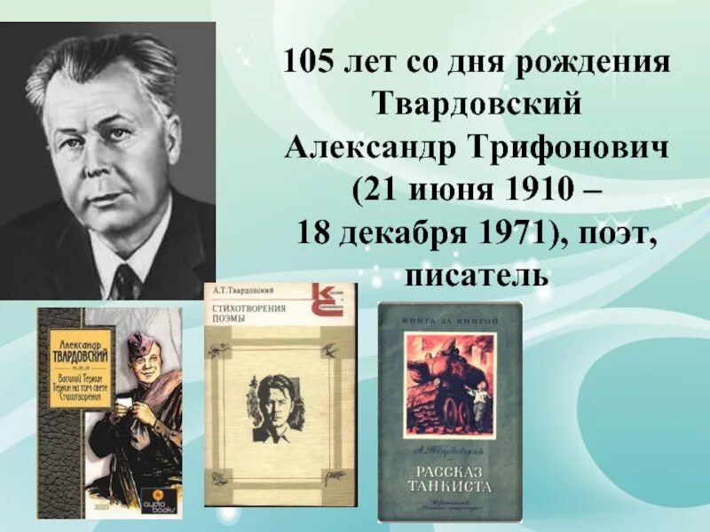 Твардовский произведения 8 класс. Твардовский писатель.