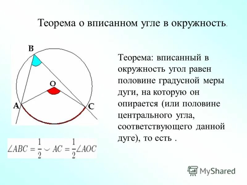 Теорема о центральном угле окружности