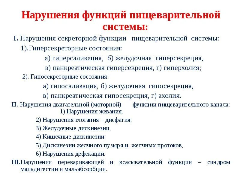 Нарушение пищеварительной функции