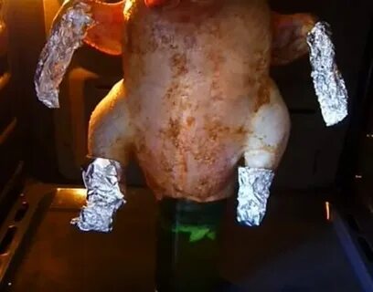 Курица на бутылке с хрустящей корочкой