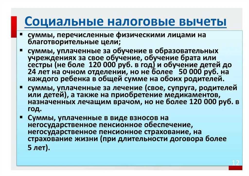 Социальный вычет изменения